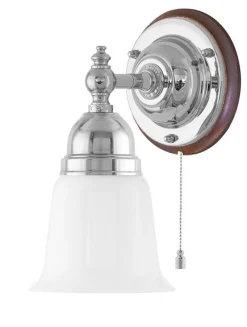 Vägglampa - Adelborg nickel, opalvit klocka