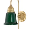Vägglampa - Ahlström mässing, grön klocka