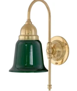 Vägglampa - Ahlström mässing, grön klocka