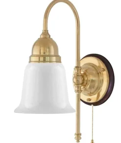 Vägglampa - Ahlström mässing, opalvit klocka