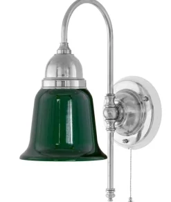 Vägglampa - Ahlström nickel, grön klocka