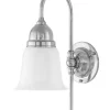 Vägglampa - Ahlström nickel, opalvit klocka