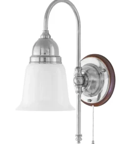 Vägglampa - Ahlström nickel, opalvit klocka