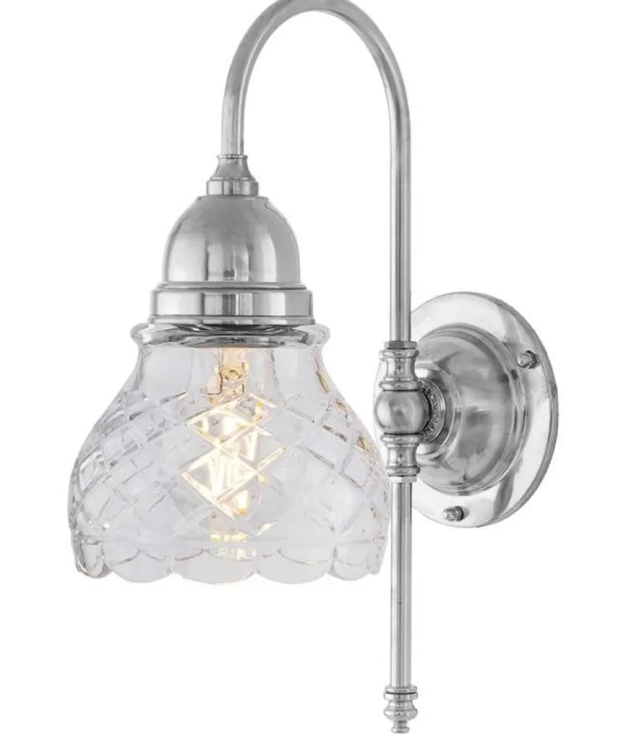 Vägglampa - Ahlström nickel, slipat klarglas