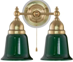 Vägglampa - Bergman mässing, grön klocka