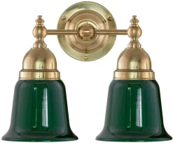 Vägglampa - Bergman mässing, grön klocka