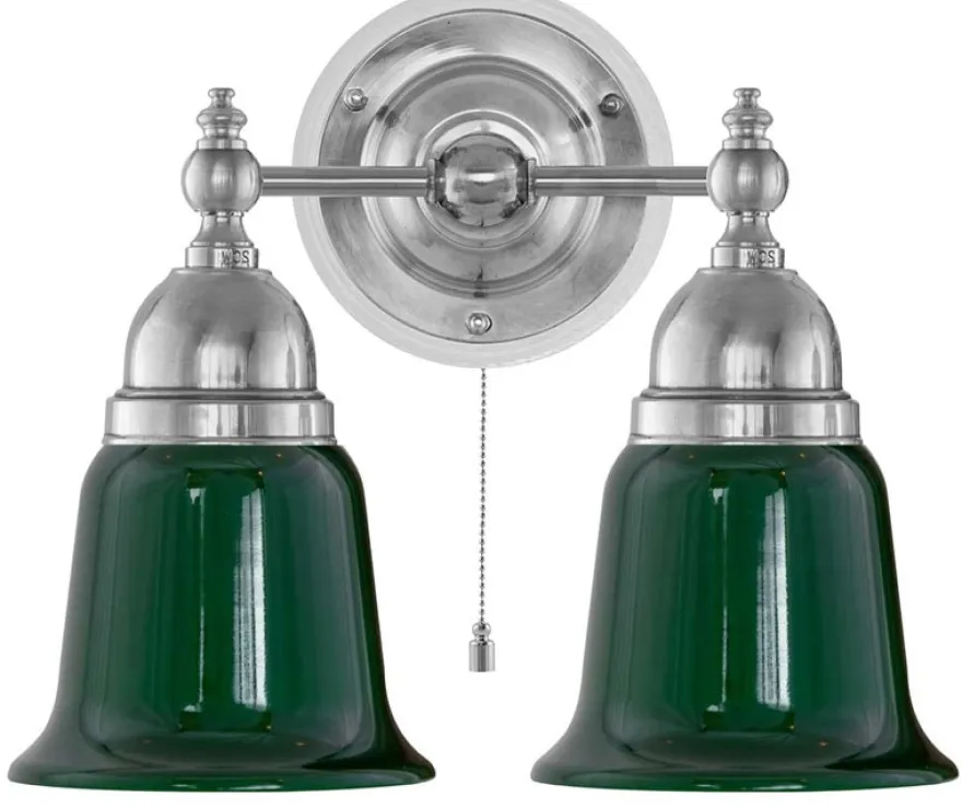 Vägglampa - Bergman nickel, grön klocka