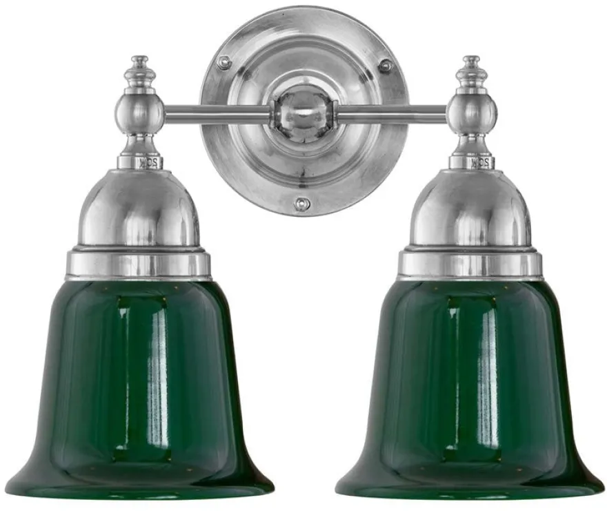 Vägglampa - Bergman nickel, grön klocka