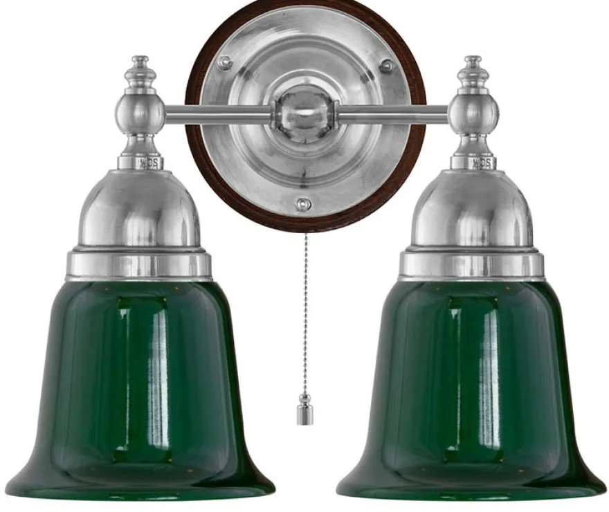 Vägglampa - Bergman nickel, grön klocka