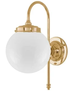 Vägglampa - Blomberg 80 mässing, klot opalvit