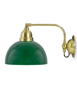 Vägglampa - Gripenberg mässing, grön halvsfär, brun