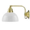 Vägglampa - Gripenberg mässing, opalvit halvsfär, brun