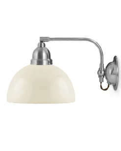 Vägglampa - Gripenberg nickel, benvit halvsfär, brun