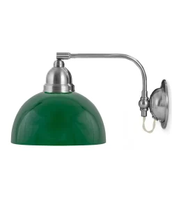 Vägglampa - Gripenberg nickel, grön halvsfär, vit