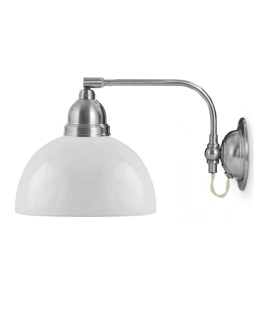 Vägglampa - Gripenberg nickel, opalvit halvsfär, vit