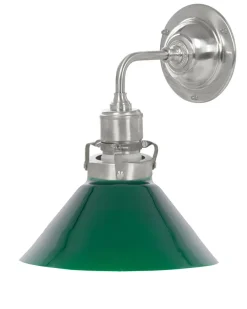 Vägglampa - Lillienstedt nickel, liten grön skomakarskärm