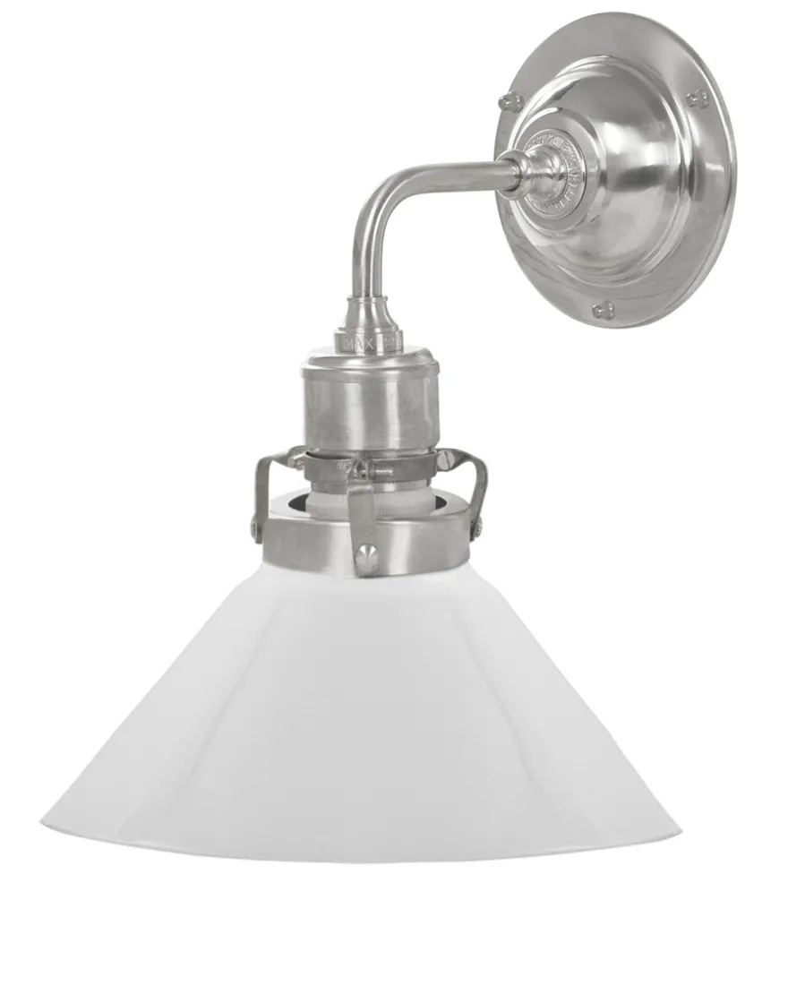 Vägglampa - Lillienstedt nickel, liten vit skomakarskärm