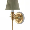Vägglampa - Ribbing mässing, olivgrön skärm