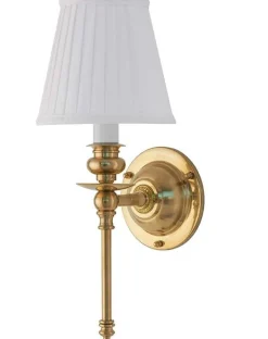 Vägglampa - Ribbing mässing, vit skärm