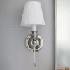 Vägglampa - Ribbing nickel, vit skärm