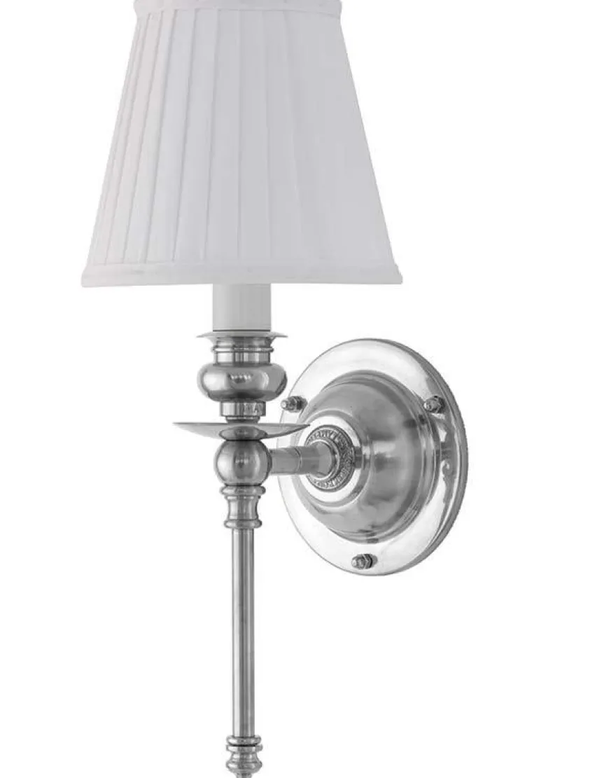 Vägglampa - Ribbing nickel, vit skärm