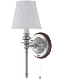Vägglampa - Ribbing nickel, vit skärm