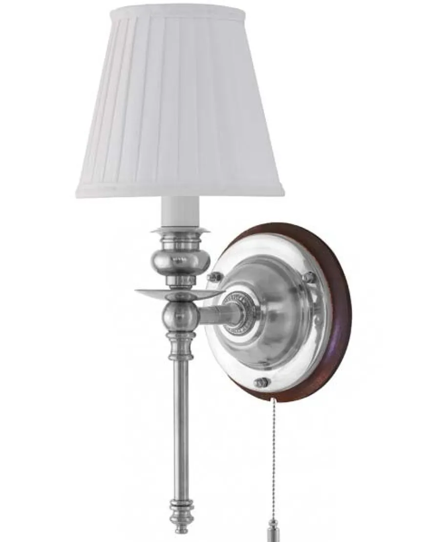 Vägglampa - Ribbing nickel, vit skärm