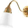 Vägglampa - Runeberg mässing, opalvit klocka
