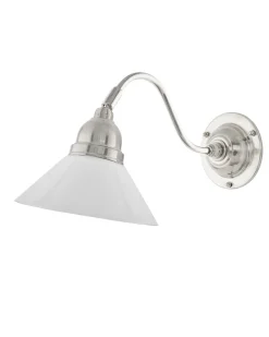 Vägglampa - Runeberg nickel vit skomakarskärm