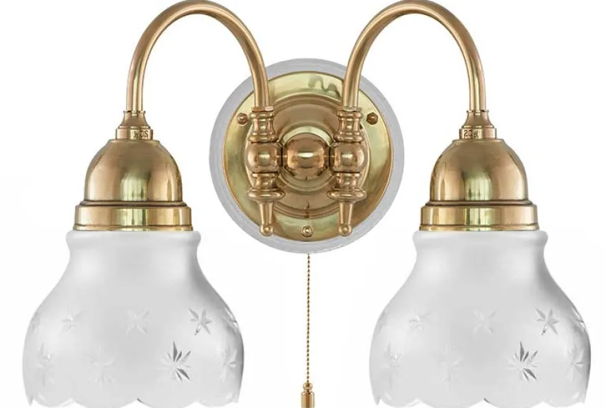 Vägglampa - Stackelberg mässing, slipat mattglas
