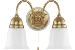 Vägglampa - Stackelberg mässing, opalvit klocka