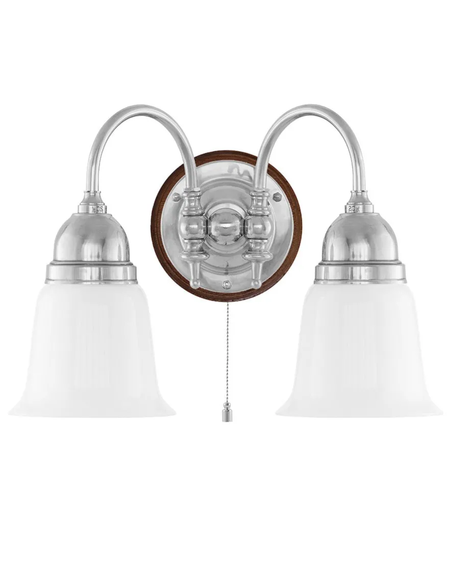Vägglampa - Stackelberg nickel, opalvit klocka