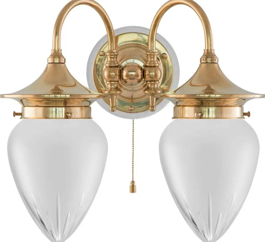 Vägglampa - Tigerstedt mässing, slipat mattglas