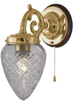 Vägglampa - Topelius mässing, klar droppe