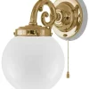 Vägglampa - Topelius mässing, opalvit klot