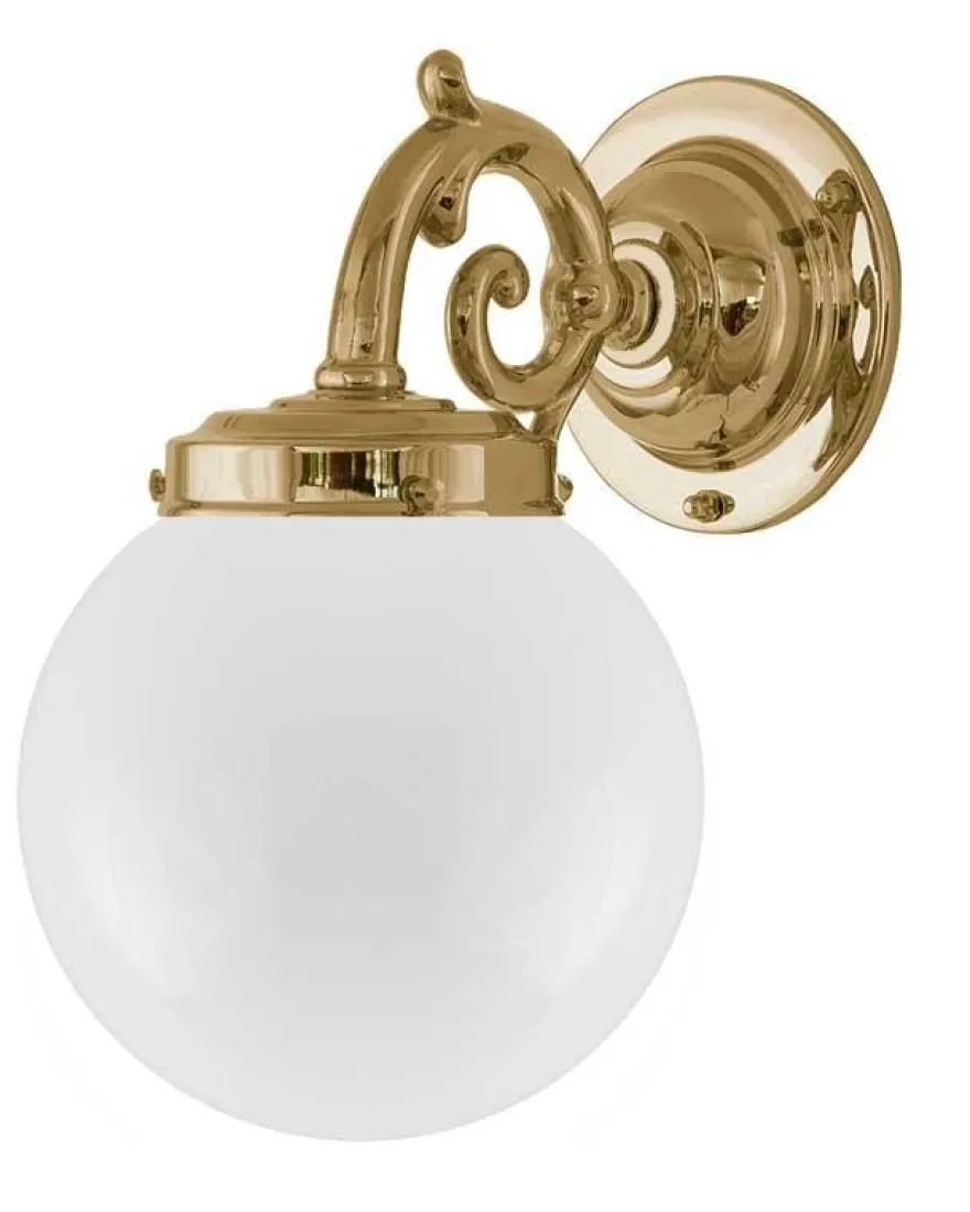 Vägglampa - Topelius mässing, opalvit klot