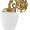 Vägglampa - Topelius mässing, opalvit droppe