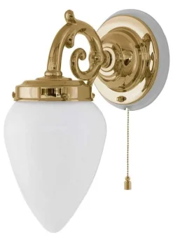 Vägglampa - Topelius mässing, opalvit droppe