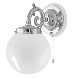 Vägglampa - Topelius nickel, opalvit klot
