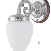 Vägglampa - Topelius nickel, opalvit droppe