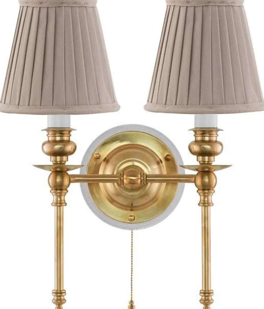 Vägglampa - Wivallius mässing, beige tygskärm