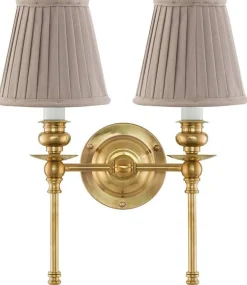 Vägglampa - Wivallius mässing, beige tygskärm