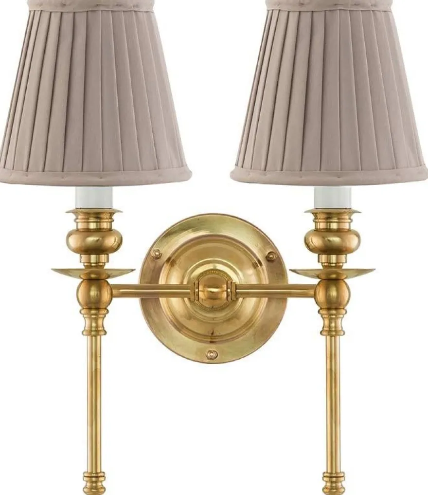 Vägglampa - Wivallius mässing, beige tygskärm
