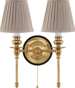 Vägglampa - Wivallius mässing, beige tygskärm