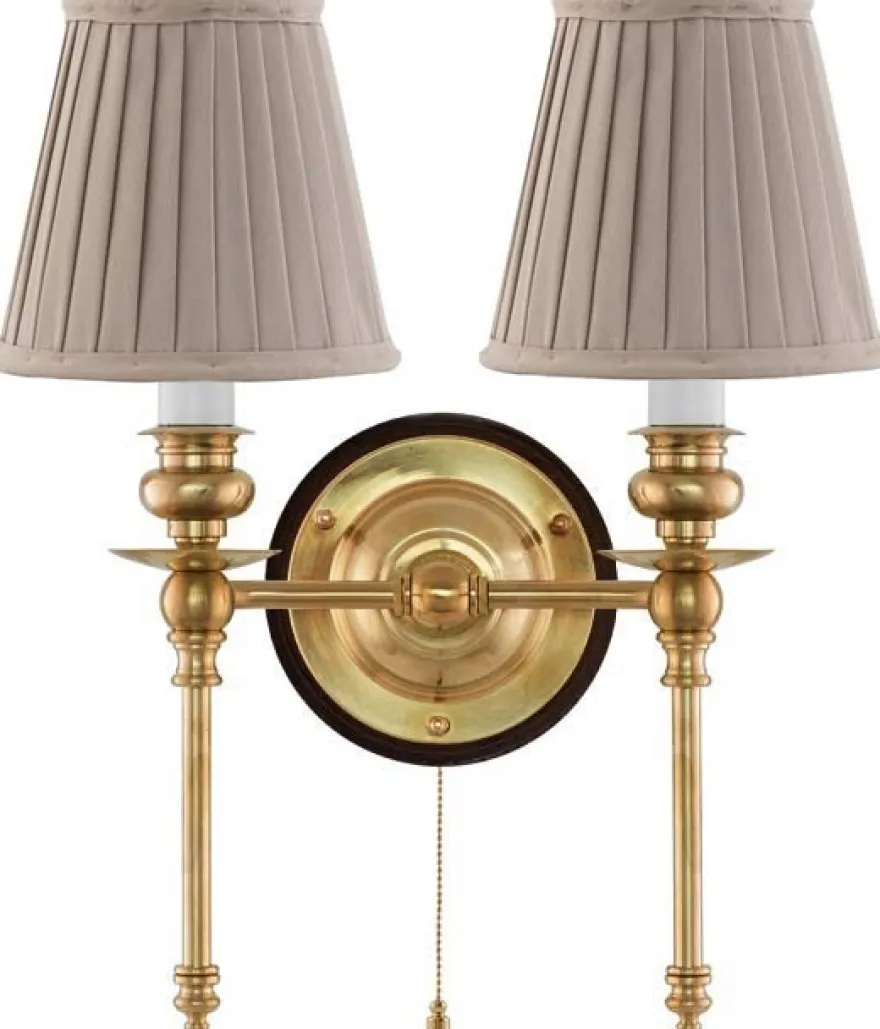 Vägglampa - Wivallius mässing, beige tygskärm
