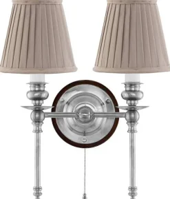 Vägglampa - Wivallius nickel, beige tygskärm