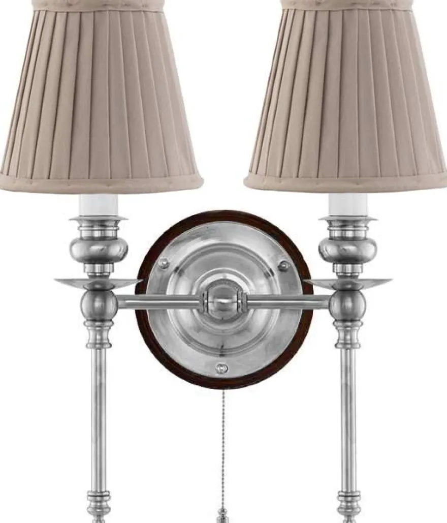 Vägglampa - Wivallius nickel, beige tygskärm