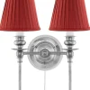 Vägglampa - Wivallius nickel, röd tygskärm