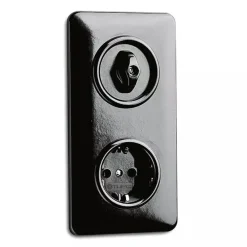 Vridströmbrytare kors kvadrat svart bakelit - THPG infällt