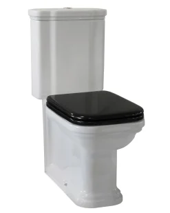 WC - Art Deco golvstående toalett med spolknapp & sits - Krom